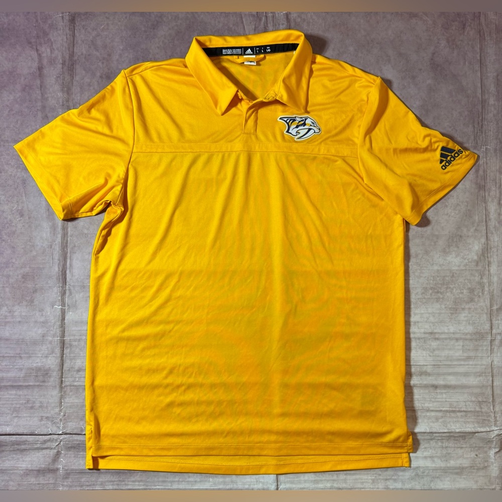 Nashville Predators Polo Shirt Mens Large Adidas Aeroready NHL Golf Performance